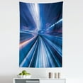 thumbnail image 1 of Abstract Tapestry, Blurry Curve Tunnel of Urban Cityscape Futuristic Lines Print, Fabric Wall Hanging Decor for Bedroom Living Room Dorm, 5 Sizes, Dark Sky Blue and Pale Purple, by Ambesonne, 1 of 1