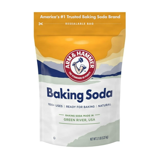 Bicarbonato de sodio ARM & HAMMER fabricado en EE. UU., ideal para hornear, puro y natural, bolsa de 2,7 lb.