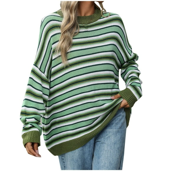 COM1950s Sweaters for Women, Women's Fall Clothes, Women's Fall Winter Fashion Casual Knitting Long Sleeve Round-Neck Sweater, Fall Sweaters for Women, Long Sweaters for Women, Women's Fall Fashion