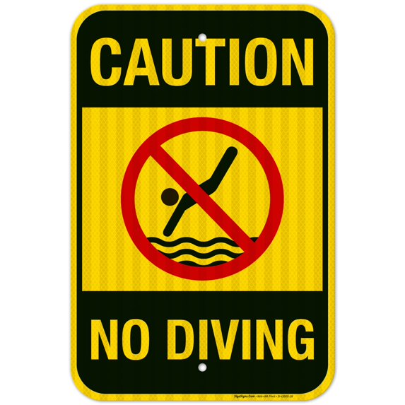 Pool Sign, Caution No Diving Sign,