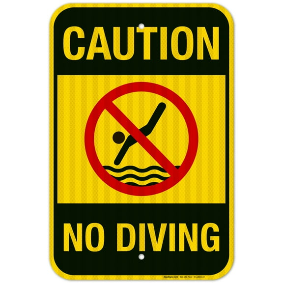 Pool Sign, Caution No Diving Sign,