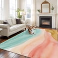 thumbnail image 2 of Teal Pink Yellow Ombre Area Rugs 6'x9', Washable Small Throw Rugs for Kitchen Dining room, Summer Beach Coastal Gradient Indoor Outdoor Rug Non-Slip Low Pile Carpet Runner Reversible Floor Mats, 2 of 8
