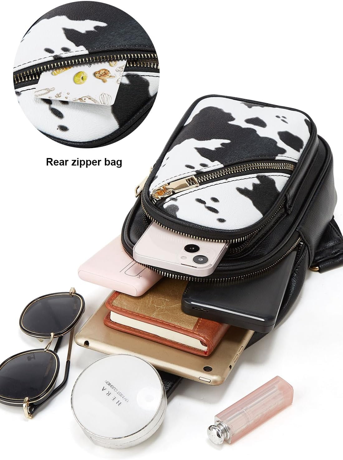 Small Sling Bag for Women, Vegan Leather Fanny Pack Crossbody Bags for Women, Chest Bag With Wide Strap