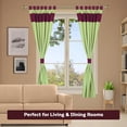 thumbnail image 5 of Handcrafted 4-Piece Blended Raw Silk Curtain- Two-Tone Olive Green Maroon Tab Top Design, Machine Washable - 43"W x 120"L Panels, Perfect for Living & Dining Rooms, 5 of 6