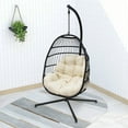 Abble Wicker Hanging Chair Cushion and Stand Beige/Black
