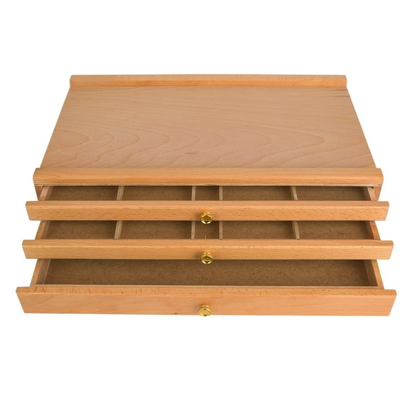 3 Layer Drawer Drawing Tool Pigment Painting Accessory Tool Box Beech Wood