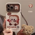 thumbnail image 1 of Cute Fun Toast Plush Bear Lanyard Large Window Phone Case For iPhone 14 15 Pro Max 12 13 Pro 14 11 XS 7 Plus Cartoon Soft Cover ZR, 1 of 6
