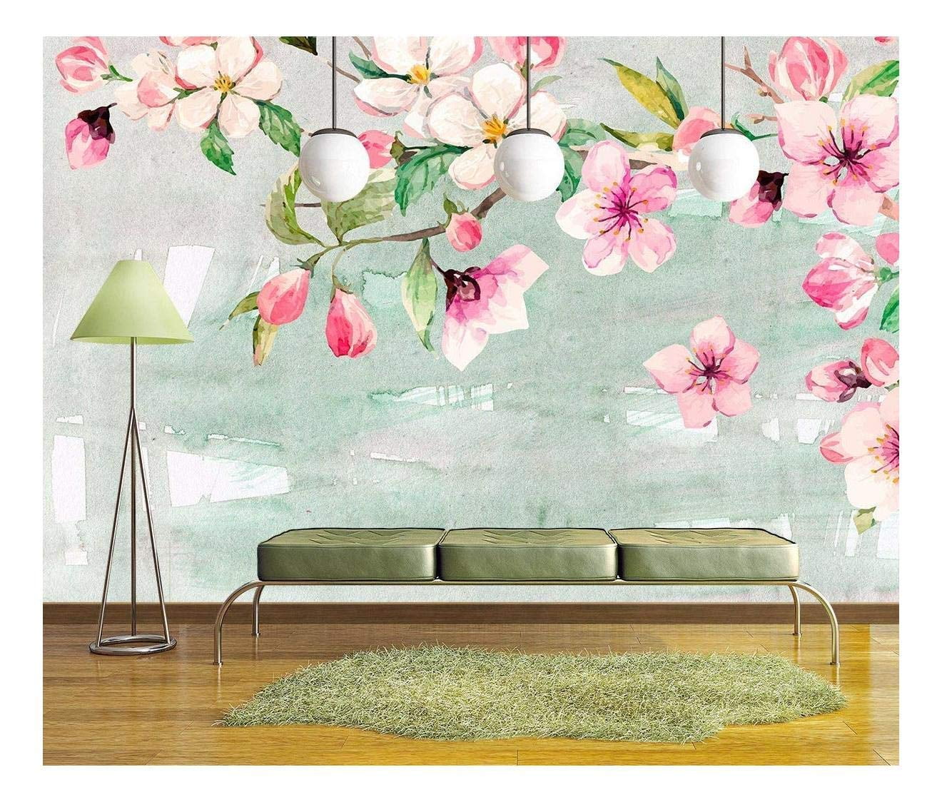wall26 Large Wall Mural - Watercolor Style Ink Painting Pink Cherry ...