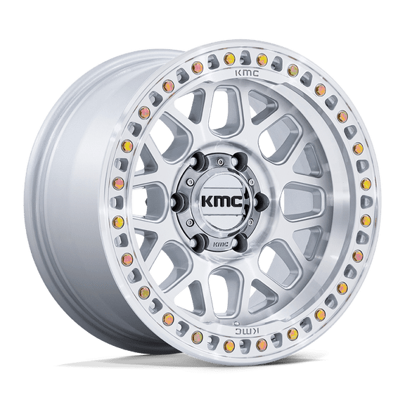 17x9 KMC KM549 GRS Gloss Silver W/ Machined Face Wheel 5x5 (0mm)