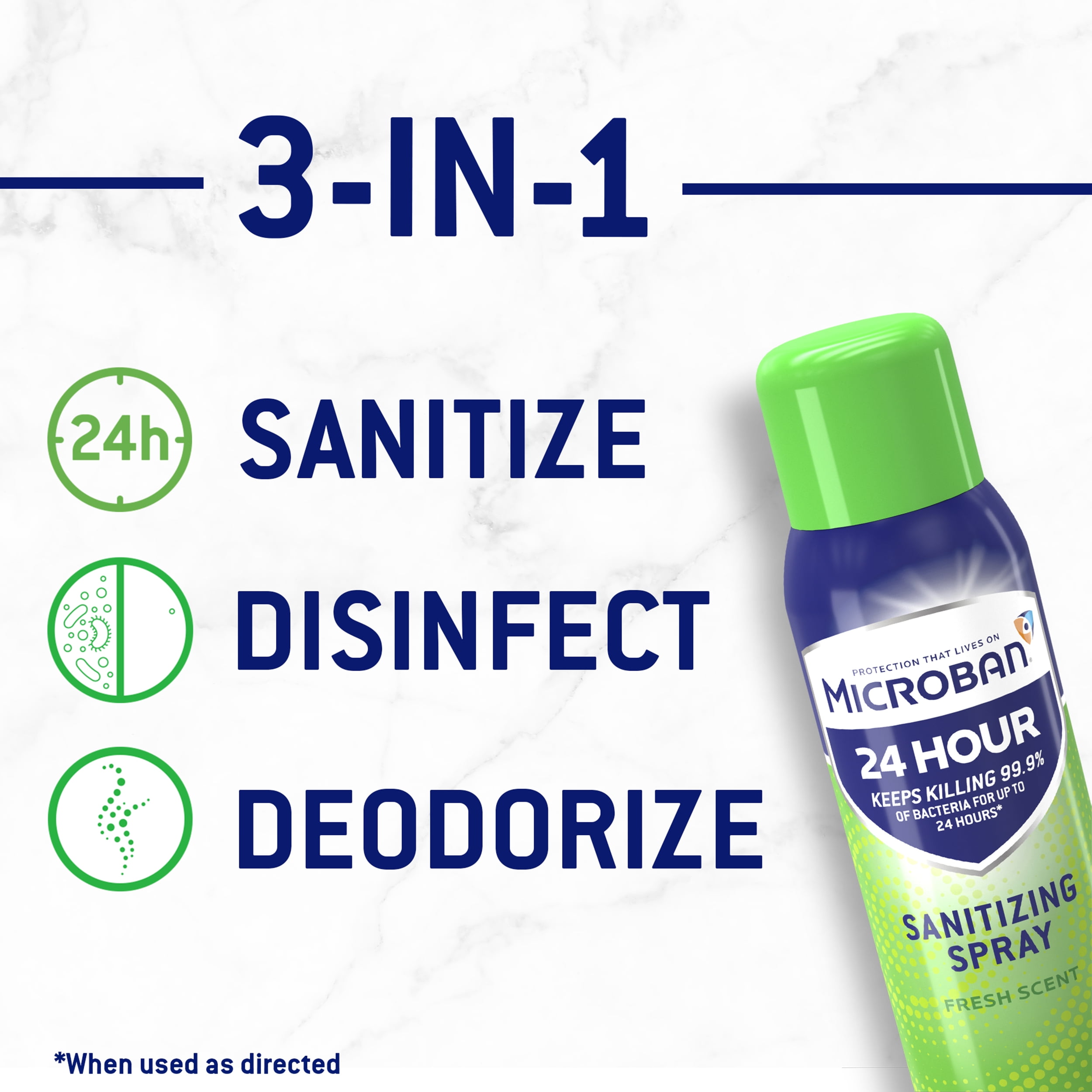 Microban 24 Hour Disinfectant Sanitizing Spray, Fresh Scent, 15 fl oz