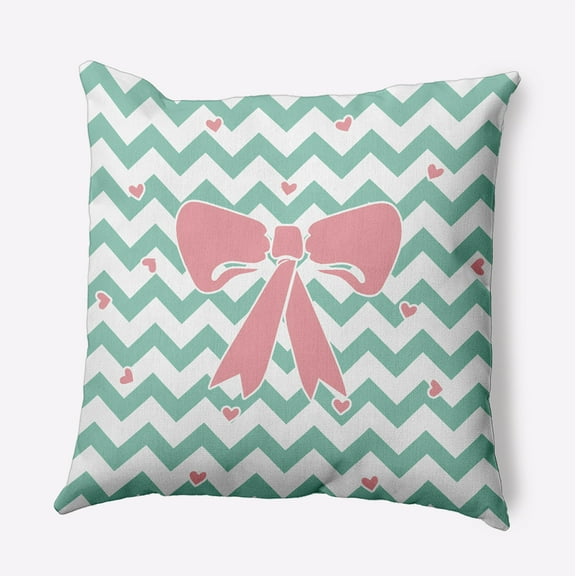 16" x 16" Simply Daisy Chevron Bow Polyester Accent Pillow, Spring Green Qty 1