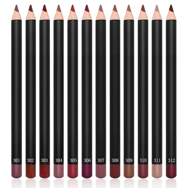 Minkissy Juego de 12 lápices delineadores de labios 12 colores Lápices de maquillaje de labios naturales Delineadores de labios impermeables de larga duración