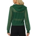 thumbnail image 3 of INSPIRE CHIC Ribbed Cuffs Jacket for Women Hoodie Mesh Bomber Jacket S Dark Green, 3 of 6