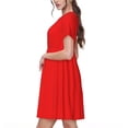 thumbnail image 2 of Fotbe Red Vestido Largo de Moda para Mujer, Vestido Tipo Camiseta con Manga Corta y Estilo Casual a Rayas y Bloques de Color, 2 of 6
