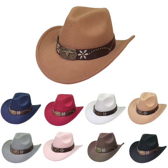 Men'S Straw Cowboy Hat - Western Denim Curved Top Hat Woolen Big Brimmed Hat Autumn And Winter Style British Jazz Hat,Coffee,One Size