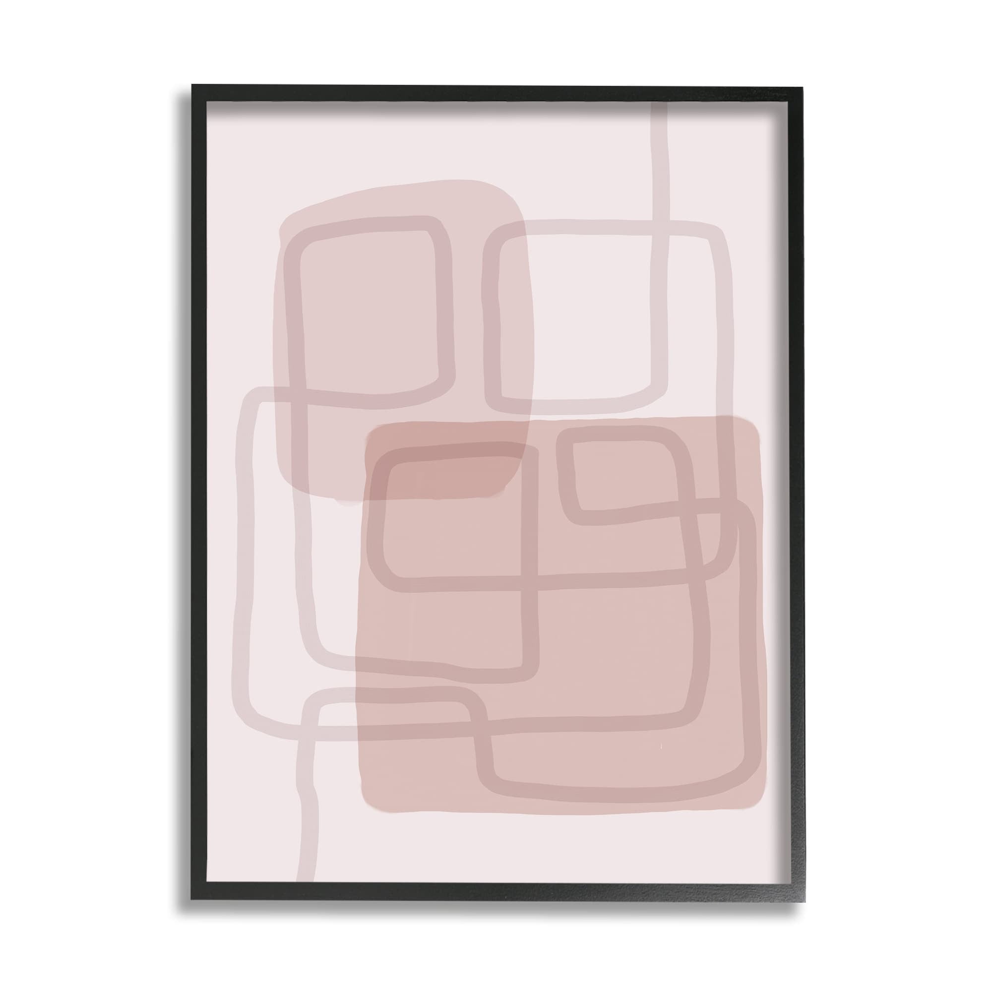 Stupell Industries Soft Abstract Boho Squares Abstract Painting Gray Framed Art Print Wall Art