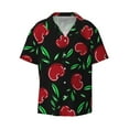 thumbnail image 2 of Lsque Cherry print Men's Cuban Collar Short Sleeve Shirt Summer Beachwear Casual Button Down Fashionable Vacation Leisure Shirt-Medium, 2 of 7