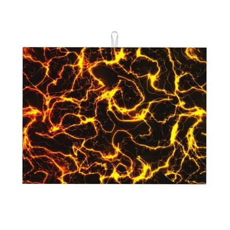 

Large Dish Drying Mats for Kitchen Counter - Orange Lightning 18x24In Anti-Slip Absorbent Microfiber Drying Mat for Kitchen Counter Mat Dish Rack Mat with Hanging Loop