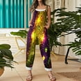 thumbnail image 4 of Fgvctg Mardi Gras Women's Jumpsuits Wide Leg Pant Trendy Mask Print Overall Sleeveless Rompers Carnival Party Spaghetti Straps Oversized Bib Jumpsuit Sprimg Clothing With Pockets Earthy Yellow XXXXL, 4 of 4