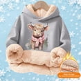 thumbnail image 2 of Girls Hoodie Lined Pullover Warm Winter Kids Casual Top with Cute Print Clothes, 2 of 5