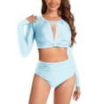 thumbnail image 1 of PEASKJP Combinaison de Surf Athlétique pour Femmes Protection Solaire UV Demi-Zip Manches Longues Froncée Protection Solaire, Bleu L, 1 of 3