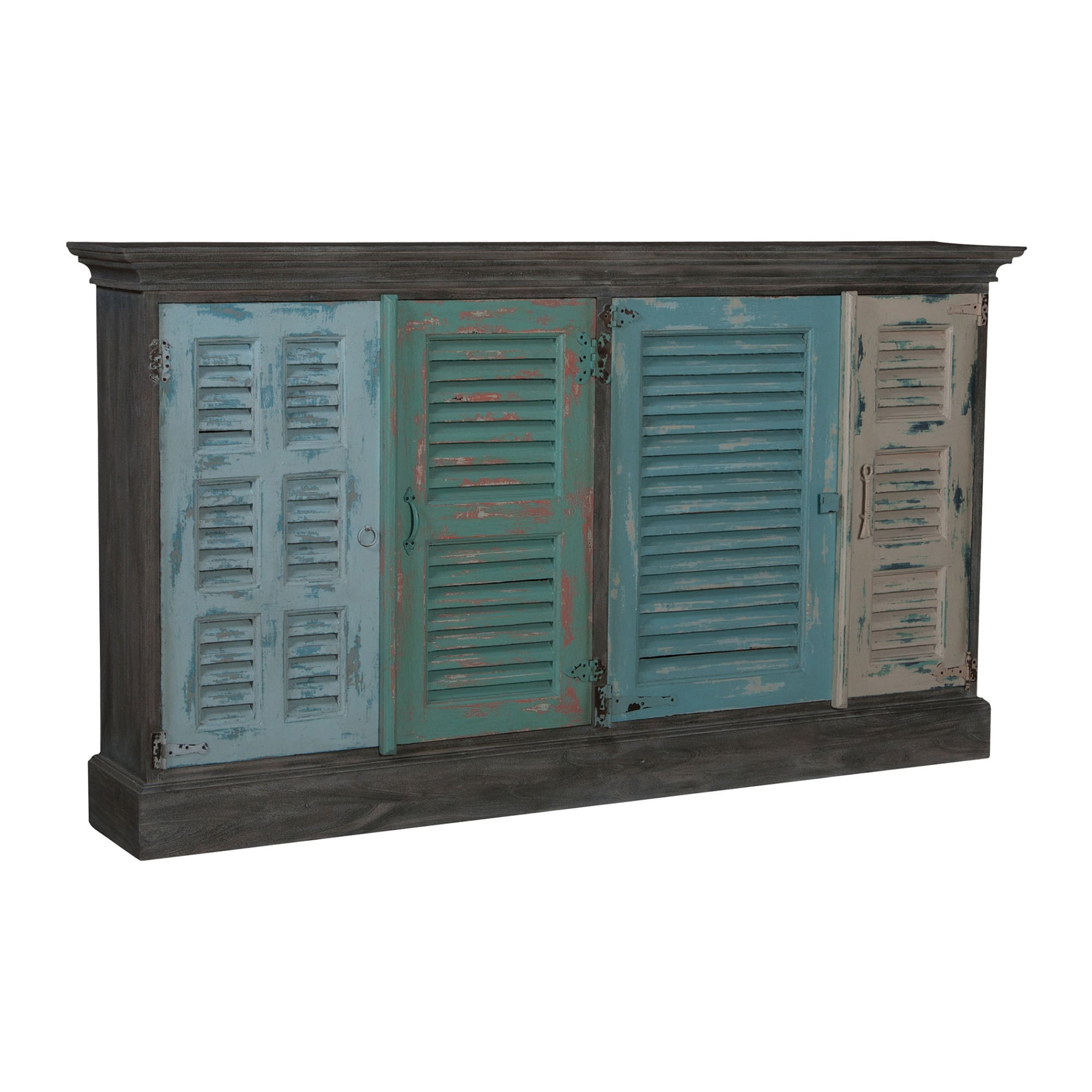 72 Blue And Gray Hand Painted 4 Door Credenza With 2 Shelves Walmart Com Walmart Com