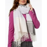 Calvin Klein Women's Grey /Rose Striped Blanket Scarf, One Size