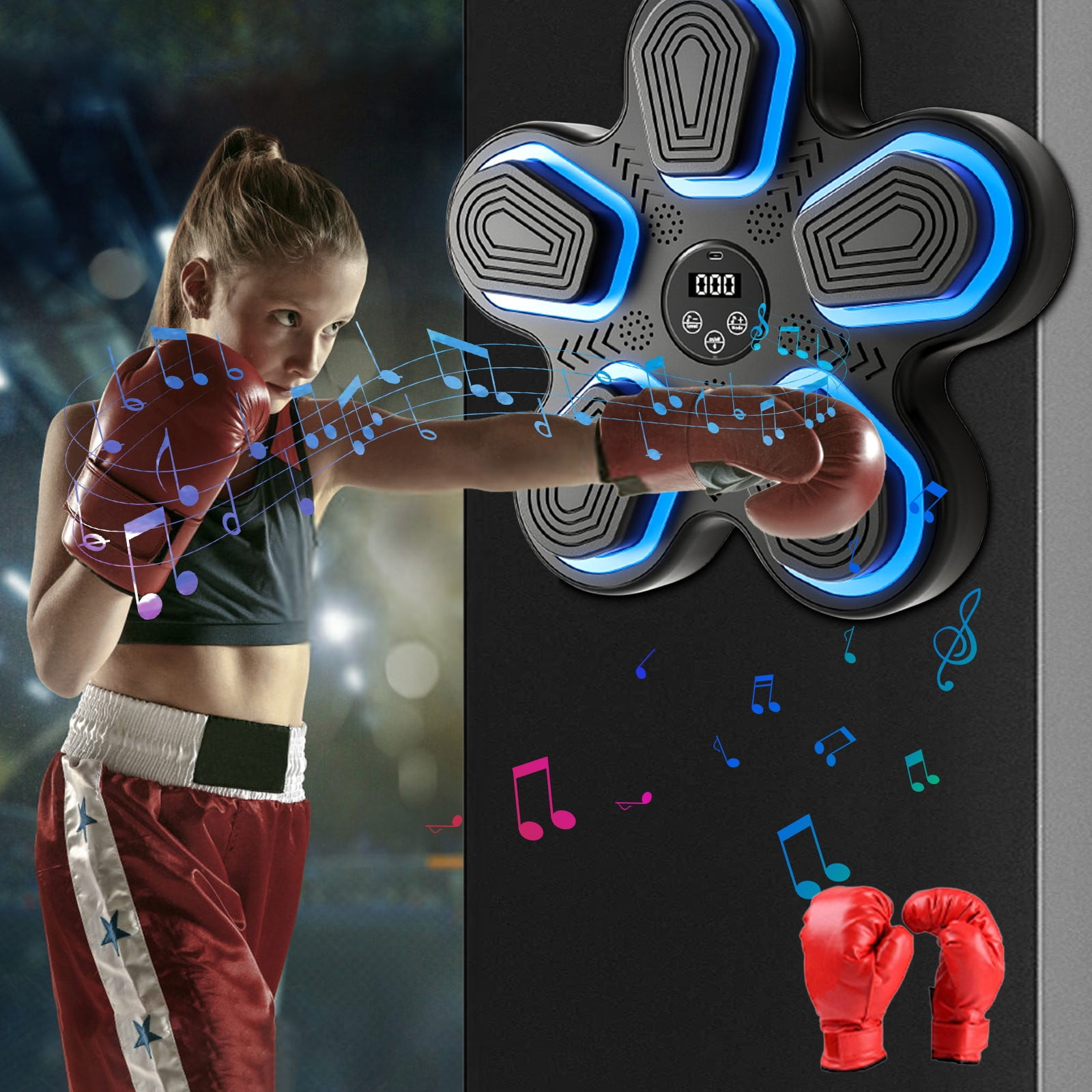 Music Boxing With Gloves for Adults Boxing Wall Mounted Music Smart Bluetooth Boxing Equipment for Home and Gym Training
