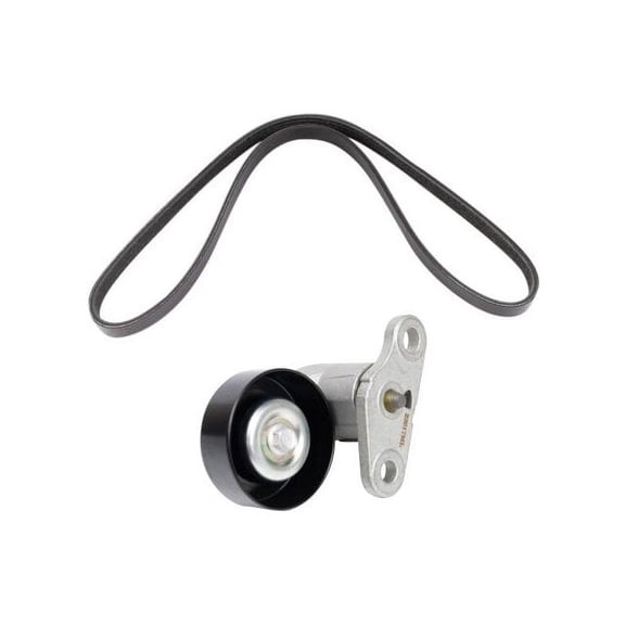 Accessory Belt and Tensioner 2 Piece - Compatible with 2001 - 2008 Chevy Silverado 2500 HD 6.0L V8 2002 2003 2004 2005 2006 2007