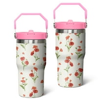 20oz Pioneer Stainless Steel Tumbler with Top Handle,Colorful Floral Travel Coffee Mug Flip Straw Cup,Gifts for Women Girls Men Adults