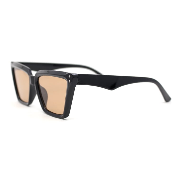Sunglasses for Women Cat Eye Rectangle Thick Chic Frame Black Evelyn | Thick Geometric Cat-Eye Sunglasses for Women – WMP  main image 3