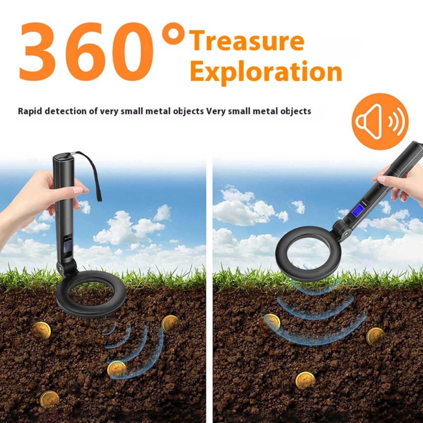 Metal Detector Scanner Suitable For Security Check Outdoor Treasure Hunting Portable Design ABS Construction
