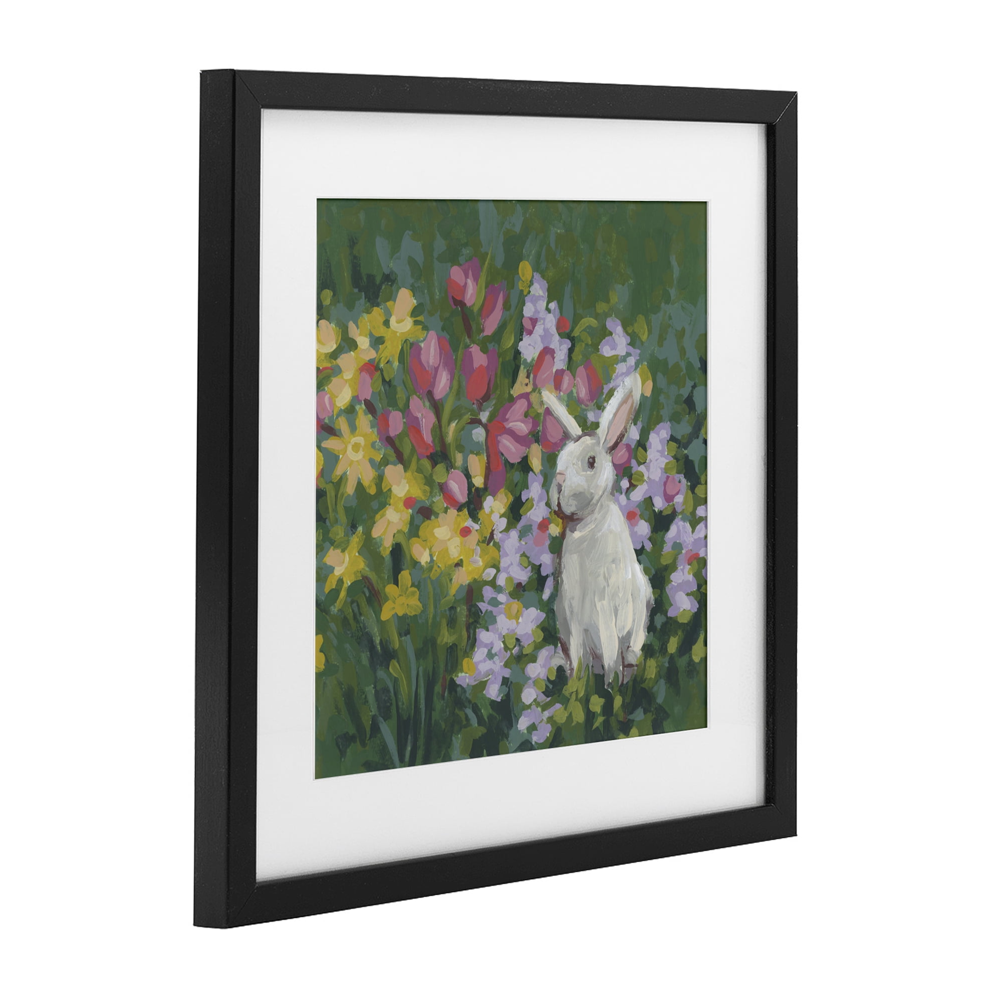Stupell Industries Botanical Bliss Bunny Black Framed Print Under Glass, design by June Erica Vess