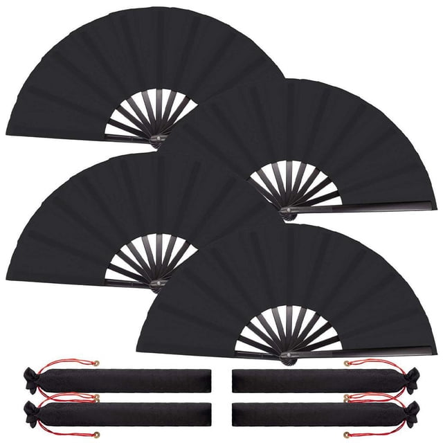 Paquete de 4 Ventiladores Grandes Plegables Zulema Negro