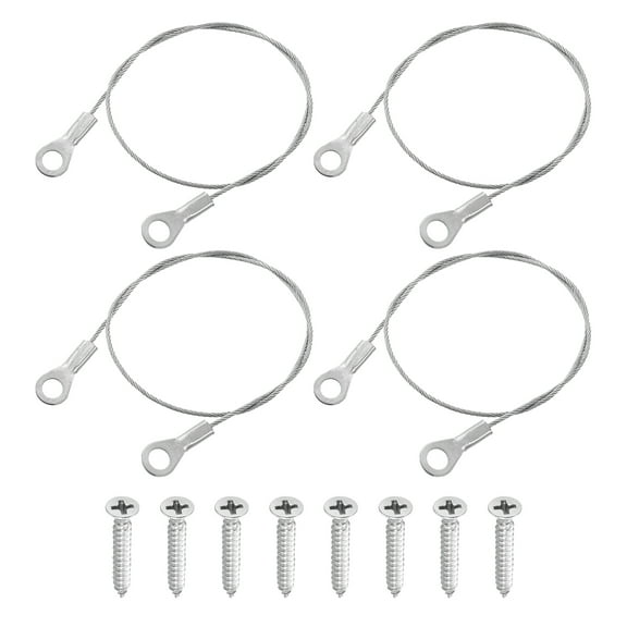 Uxcell 4Pack Lanyard Cable Eyelets Ended, 15cm x 1.5mm 304 Stainless Steel Wire Rope Lanyard with Self-Tapping Screws