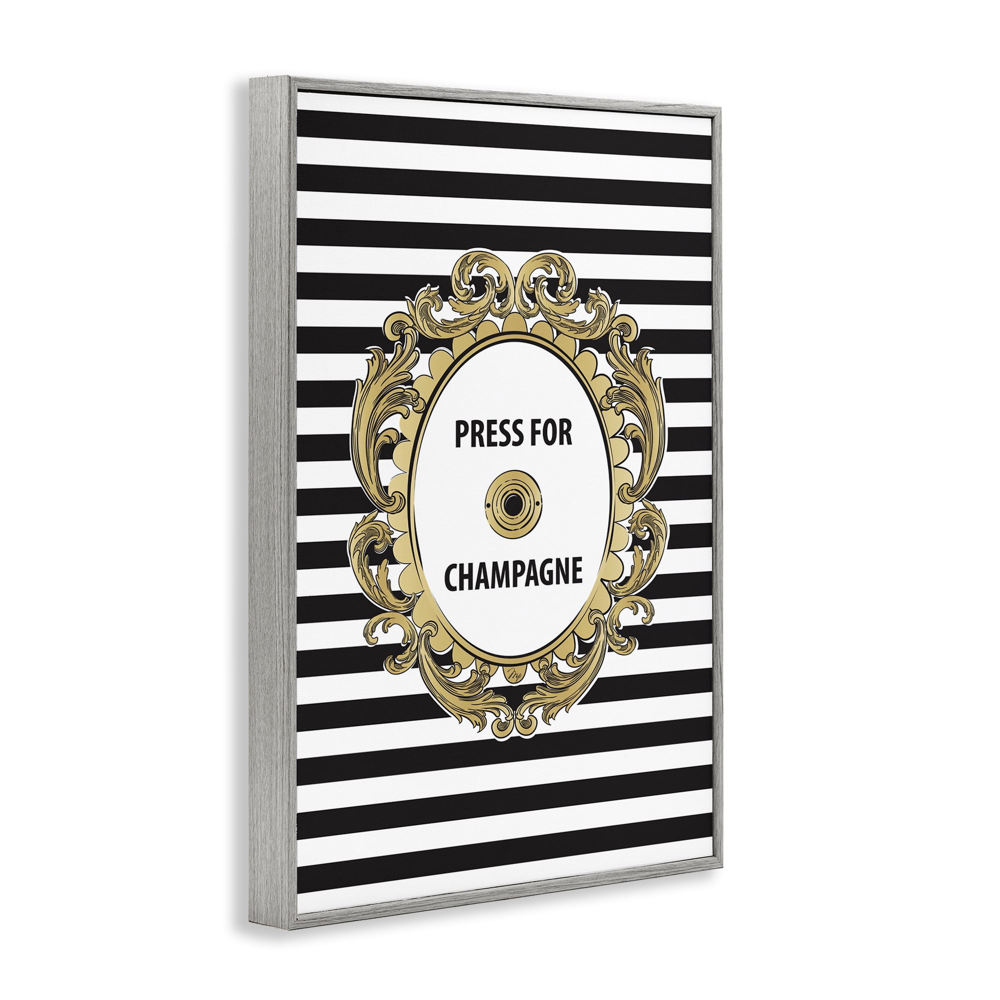 Stupell Industries Press For Champagne Celebration Gray Framed Giclee Art, design by Martina Pavlova