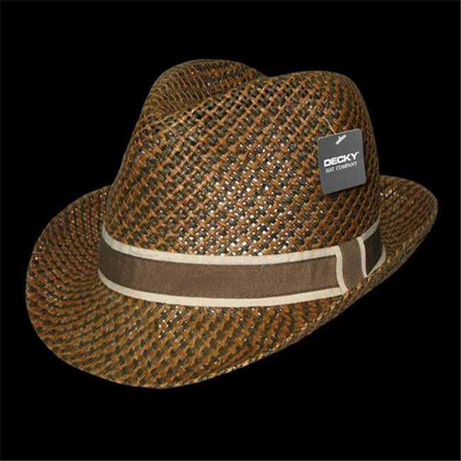 Decky Paper Braid Fedora Hat with Plaid Band 2 Sizes Available 