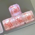 thumbnail image 2 of Teclas transparentes, teclas artesanales hechas a mano con flores secas, teclas adhesivas para interruptores de teclado en forma de cruz, para la mayoría de los teclados (verde), 2 of 5