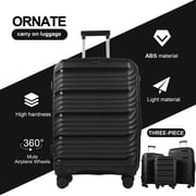 Travelhouse 3 Piece Hardshell Luggage Set Hardside Lightweight Suitcase with Lock Spinner Wheels and 2 Packing Cubes.(Black)