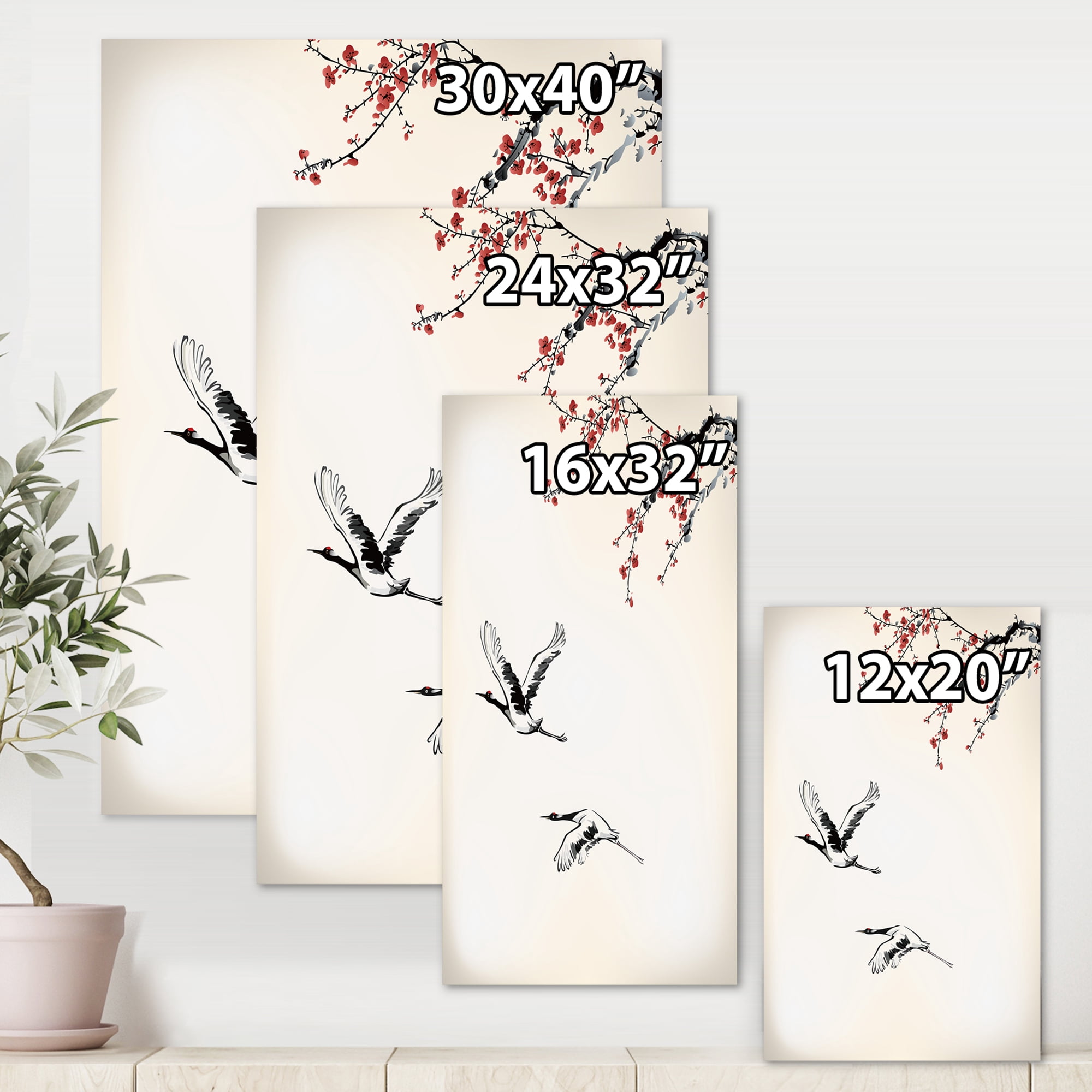 Designart ' Flying Two Sweet Winter Birds ' Traditional Canvas Wall Art Print