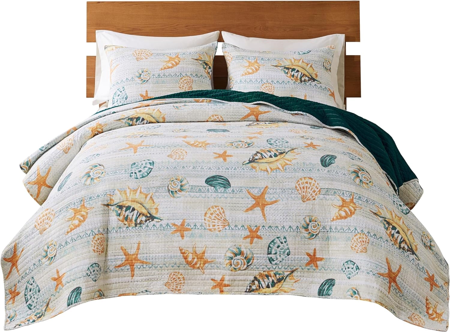 Greenland Home Kona Cotton-Rich Coastal Quilt Set, 3-Piece King/Cal King