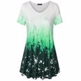 thumbnail image 2 of Camiseta de mujer Blusa informal con estampado degradado Vestido suelto con cuello en V, Verde, M Speravity AP001902-10, 2 of 4