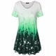 thumbnail image 2 of Camiseta de mujer Blusa informal con estampado degradado Vestido suelto con cuello en V, Verde, 5XL Jumpingount AP001902-16, 2 of 4