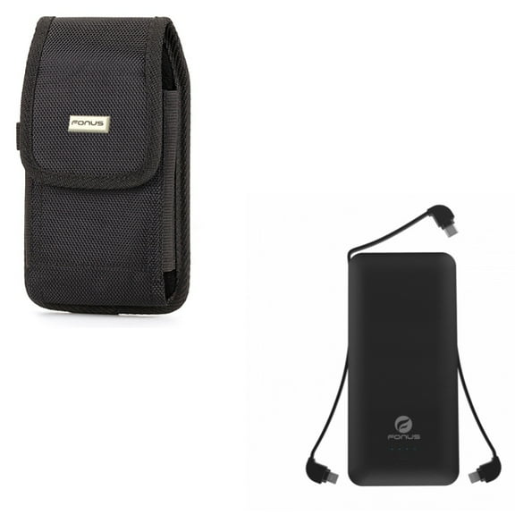 Case Belt Clip w 10000mAh Power Bank for Samsung Galaxy A73 5G,A53 5G,A33 5G,A13 5G,A03s Phones - Rugged Holster Canvas Cover, Charger Backup Battery Portable USB Port