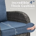 thumbnail image 2 of 3 Piece Patio Furniture Set, 2 Outdoor Swivel Rocking Chairs with Side Table, Thick Cushions Wicker Glider Chairs, All-Weather Gray Rattan Bistro Set for Porch, Deck, Pool (Blue), 2 of 10