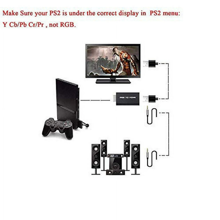 Adaptador Consola Ps2 A Hdmi + Jack 3.5mm Playstation 2 Hd
