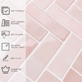 thumbnail image 3 of HOMEART Herringbone Peel and Stick Backsplash, 10-Sheet Self Adhesive 3D Stick on Wall Tiles for Kitchen Bathroom (Pink), 3 of 6