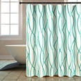 thumbnail image 2 of Extra Long Textured Fabric Shower Curtain 72 Inches Width by 84 Inches Length, Turquoise Dancing Printed Bathroom Curtains Machine Washable, 2 of 5