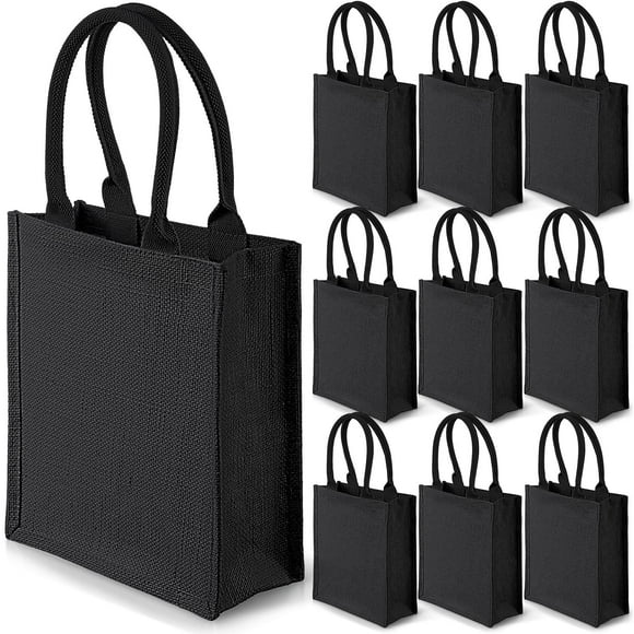 Bolsas de regalo Saintrygo, 28 x 24 x 10 cm, reutilizables, negras, 10 unidades