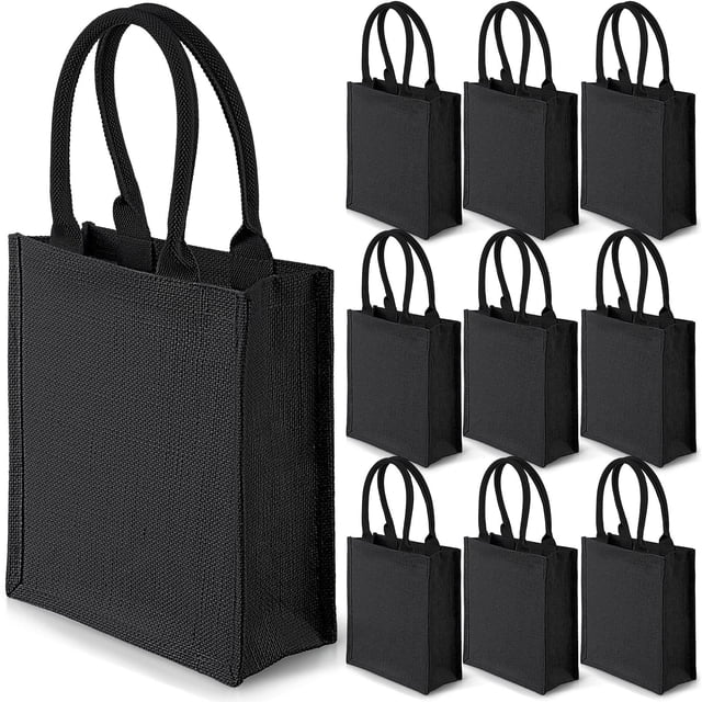 Bolsas de regalo Saintrygo, 28 x 24 x 10 cm, reutilizables, negras, 10 unidades